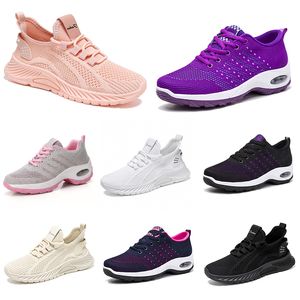 Nieuwe mannen dames schoenen wandelen Running Flat Shoes Soft Sole Fashion Purple White Black Comfortabele sportkleur Blokkering Q70 GAI