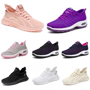 Nouveaux hommes Chaussures pour femmes randonnées courir chaussures plats softs sole mode violet blanc noir confortable sport couleur bloquer q63 gai