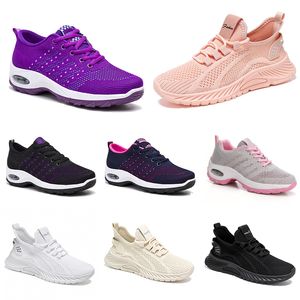 Nuevos hombres zapatos para mujeres caminando corriendo zapatos planos suave moda púrpura blanco negro cómodo bloqueo de color deportivo Q61-1 gai