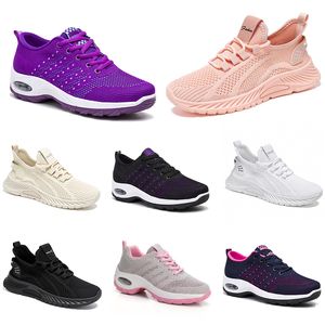 Nieuwe mannen Women schoenen wandelen Running Flat Shoes Soft Sole Fashion Purple White Black Comfortabele sportkleur Blokkering Q96-1 GAI