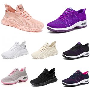 Nouveaux hommes femmes chaussures randonnée course chaussures plates semelle souple mode violet blanc noir confortable sport couleur blocage Q83 GAI