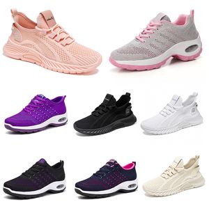 Nuevos zapatos para hombre y mujer, zapatos planos para correr, senderismo, suela suave, moda púrpura, blanco, negro, cómodos deportes, franjas de diferente Color Q48 GAI