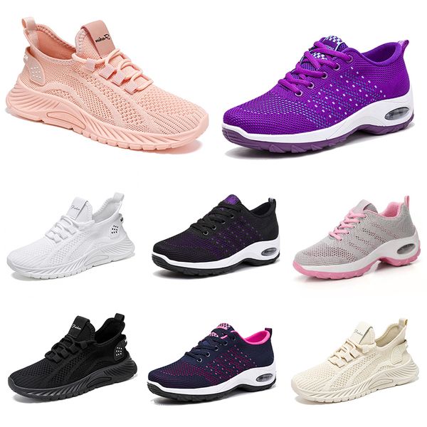 Nouveaux hommes femmes chaussures randonnée course chaussures plates semelle souple mode violet blanc noir sport confortable blocage de couleur Q89 GAI