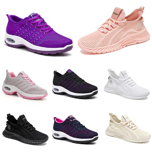 Nuevos zapatos para hombre y mujer, zapatos planos para correr, senderismo, suela suave, moda púrpura, blanco, negro, cómodos deportes, franjas de diferente Color Q92-1 GAI