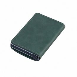 Nuevos hombres Women Smart Wallet Bank Bank Holder Fi Purse Aluminio Aley Busin Mini Wallet Brand Pu Purse Y2iz#