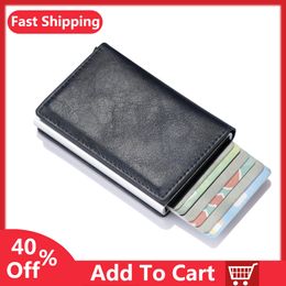 Nieuwe mannen Dames Smart Wallet Credit Bank Mode Legering Zakelijk Casual Lederen