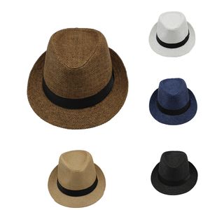 Nieuwe mannen Dames Straw Hats Jazz Caps Riem Zomer Strand Zonhoeden Fedora Caps Unisex Whosale GH-1