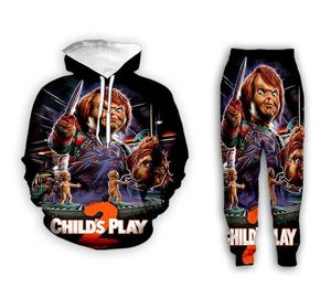 Nuevos hombres/mujeres Chucky divertido 3D estampado Casual moda sudaderas con capucha/pantalones de chándal Hip Hop chándales L12