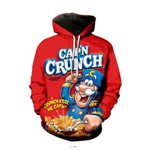 Nieuwe mannen/dames voedselcrunch bessen grappige 3D print mode -tracksuits Crewneck Hip Hop Hoodies RG06