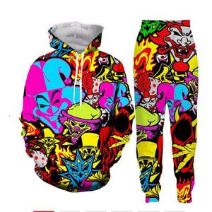 Nieuwe mannen / dames Halloween Clown Grappige 3D-print Fashion Trainingspakken Hip Hop Broek + Hoodies