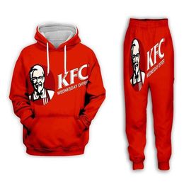 Nieuwe Mannen / Womens KFC Colonel Grappige 3D Print Fashion Trainingspakken Hip Hop Broek + Hoodies K01