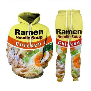 Nouveaux hommes/femmes soupe de nouilles Ramen drôle impression 3D mode survêtements Hip Hop pantalon + sweats à capuche MH061