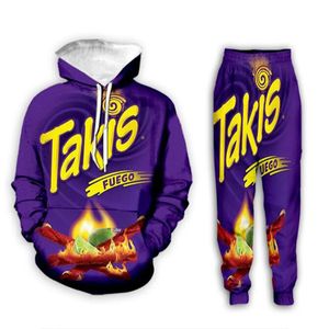 Nuevos hombres / mujeres Takis Funny 3D Print Moda Chándales Hip Hop Pantalones + Sudaderas con capucha MH080