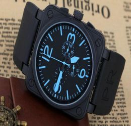 Nieuwe MEN039S Automatic Mechanicl 6 -hand roestvrijstalen horloge Bell Aviation Limited Edition Dive Black Rubber Silver Blue Watche702066666