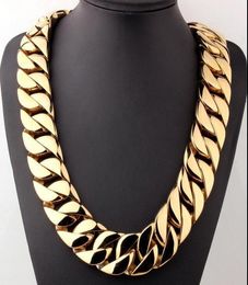 Nouveau collier en acier et titane moulé pour hommes, collier plaqué or super épais à la mode, 9070388