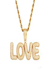 Nouveau Men039 Nom personnalisé Small Bubble Letters Colliers Pendants Ice Out Cumbic Zircon Hip Hop Bijoux de bijoux Chaîne Two Color6922227