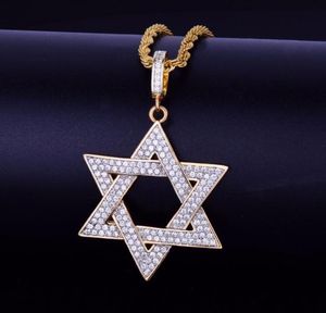 New Men039s Hip Hop Jewelry Gold Six Horns Star Pendants Collier Bling Cubic Zircon Corde Chain pour Gift2403520