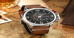 New Men039s Watch Curren Brand Luxury Fashion Chronograph Quartz Sports Wristwatch High Quality Leather Strap Date Male Clock6075322