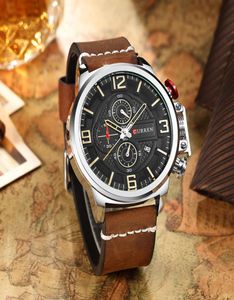 New Men039s Watch Curren Brand Luxury Fashion Chronograph Quartz Sports Wristwatch High Quality Leather Strap Date Male Clock4779754