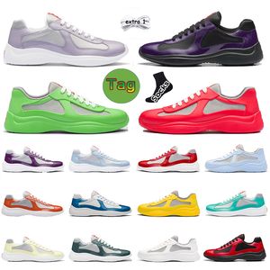 2023 americas cup men casual balance shoes mesh and patent leather low top trainers sneakers walking rubber sole black white yellow men outdoor shoes