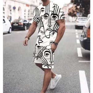 Nouvelles combinaisons pour hommes 3D T-shirt Stuer Street Casual Mens Shorts Round Cou Short Sleeve