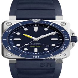 Nieuwe herenautomatische mechanische keramische bezel horloge belluchtvaart sport duik horloges zwart blauw rubber waterdichte AAA6811131