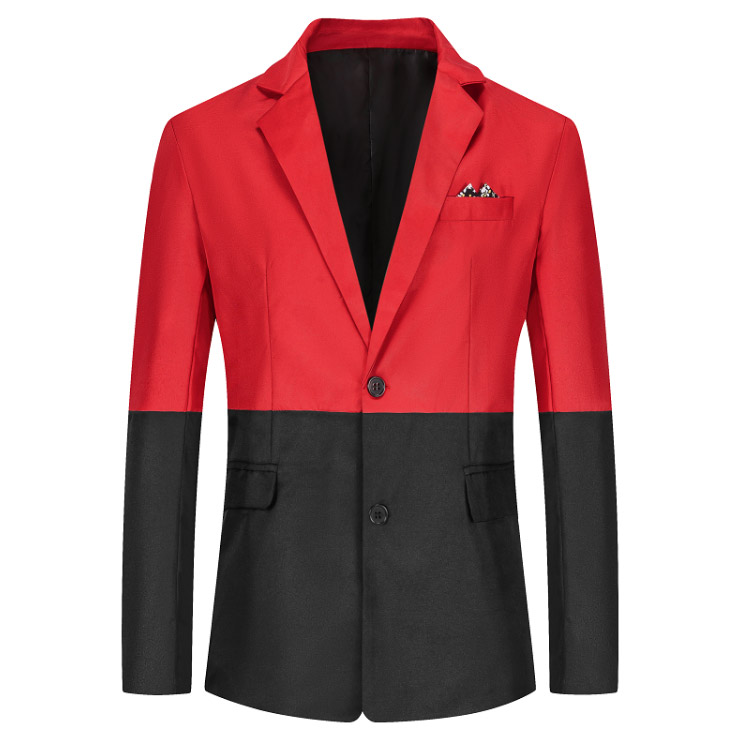 New Mens Blazer Patchwork Suits For Men Top Quality Red Blazers Slim Fit Outwear Coat Costume Homme Blazer Men