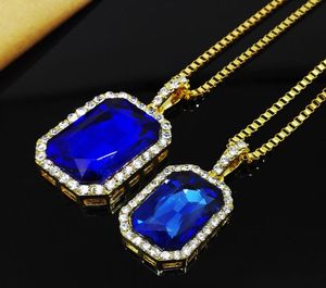 New Mens Bling Faux Lab Pendant Collier 24quot 30quot Box Chain Iced Out Rock Rap Hip Hop Bijoux pour Gift2989181