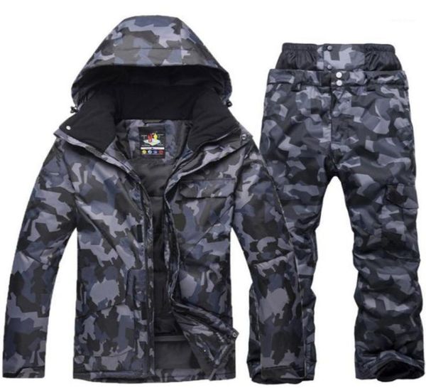 Nuevo traje de esquí de camuflaje para hombre, chaqueta de Snowboard impermeable y transpirable, pantalones de nieve para invierno, trajes, conjuntos de esquí y Snowboard para hombre 17723430