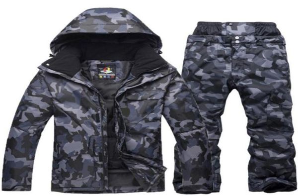 Nuevo traje de esquí de camuflaje para hombre, chaqueta de Snowboard impermeable y transpirable, pantalones de nieve para invierno, trajes, conjuntos de esquí y Snowboard para hombre 5890107