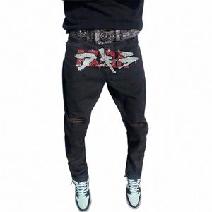 Nieuwe Herenkleding Zwart Stretchy Ripped Y2k Jeans Skinny Korea Hot Boren Streetwear Broek Fi Man Denim Potlood Broek m7Lq #