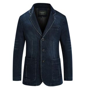 Nuevo Blazer de mezclilla para hombre, chaqueta de traje Vintage de algodón a la moda para hombre, abrigo azul 4XL, chaqueta de mezclilla para hombre, chaquetas vaqueras delgadas y gordas CY2182221c