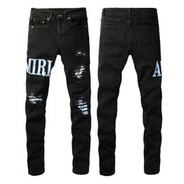 Nieuwe Heren Designer Jeans Distressed Ripped Biker Slim Fit Motorcycle Bikers Denim Voor Heren Mode Mans Zwarte Broek pour hommes