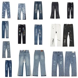 Nuevos pantalones vaqueros de diseñador para hombre de alta calidad Splash Ink Graffiti Micro acampanados Splash-ink Jeans para mujer Cool Luxury Denim Galerías