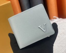 NIEUWE heren designer portemonnees luxe meerdere korte portemonnees metalen lettermarkering portefeuille kaarthouders hoogwaardige mannelijke portemonnee kleine clutch tas met doos