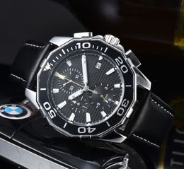Nieuwe heren designer horloge 50 mm lederen band quartz uurwerk blauw zwart saffier horloges montre de luxe