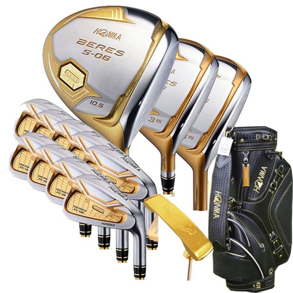 Nuevos palos de golf para hombre HONMA s-06 Juego completo de palos de golf de 4 estrellas conductor + madera de calle + putter + bolsa de grafito eje de golf cubierta para la cabeza Envío gratis