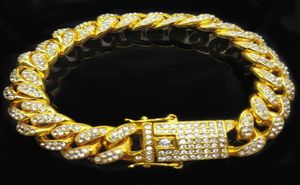 Nuevas pulseras de oro Hip Hop Pulseras simuladas Joyas de joyas de diamante Freed Out Miami Cuban Link Chain Bracelet2898005