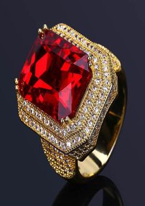 NIEUWE HENS HIP Hop Ring Sieraden Hoogwaardige Ruby Gemstone Zirkon Gold Rings Fashion Punk Ring Fashion Design9947400