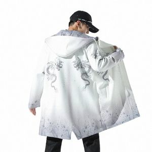 Veste à capuche pour hommes Lg surdimensionné Trench hommes Harajuku Style Lg Trench 2023 mâle printemps automne imprimé manteau Fi vêtements q1vI #