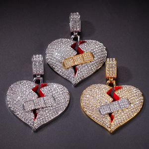 Cuba chaîne pendentif coeur brisé collier hommes glacé bijoux de mode