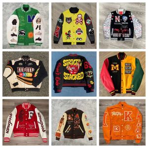 Nuevo diseñador de chaqueta para hombres Béisbol Varsity Puffer Jackets Letting Bordado de otoño e invierno Caídas Causewear Causewear Pato de cuero