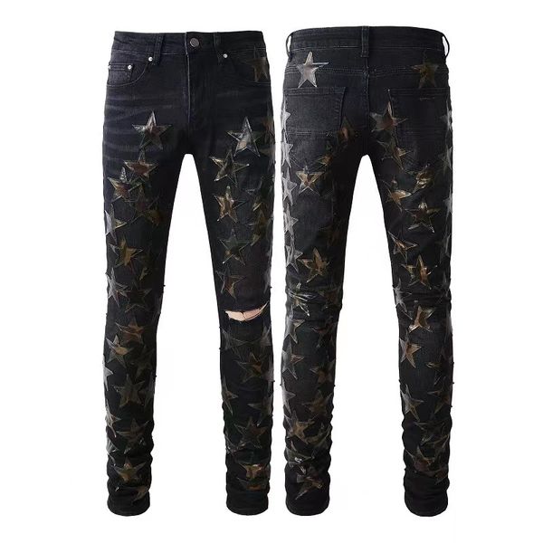 Nouveaux jeans pour hommes jeans de créateur mode slim skinny High Street Denim bleu clair pâte tissu trou taille 40 pièces en gros Hip Hop % de réduction