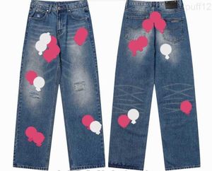 Nieuwe herenjeans Designer Make Old Washed Chrome Rechte broek Letterprints Lange stijl Harten Paars Chromees 6csy UI13 UI13