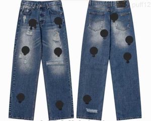 Nieuwe herenjeans Designer Make Old Washed Chrome Rechte broek Letterprints Lange stijl Harten Paars Chromees D74c QCIV QCIV