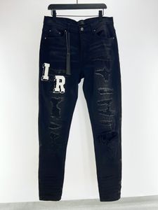 Nuevo diseñador de lujo de jeans SMens Jean Men Varsity Jean Rasped For Trend Brand Motorcycle Pant Mens Flisny Cowboy Pants