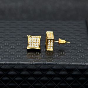Nieuwe Heren Sieraden Stud Oorbellen Hip Hop Zirconia Diamond Fashion Koper Wit Goud Gevuld Crystal Earring246k