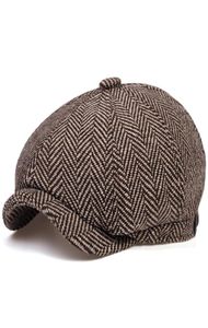 Nieuwe heren krantenjongen cap beret hoed mannen vrouwen wilde hoeden tweed gatagonal zwart witte visgraat vintage klimop hoeden gorras7471680