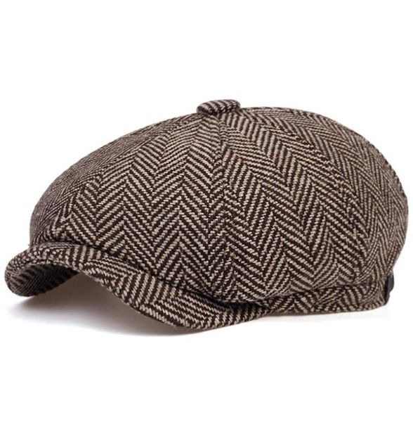 Nouveaux hommes casquette gavroche béret chapeau hommes femmes chapeaux sauvages Tweed Gatsby octogonal noir blanc chevrons Vintage Ivy chapeaux gorras3196875