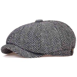 Nieuwe Heren Krant Jongen Hoed Baret Hoed Mannen Vrouwen Wilde Hoeden Tweed Gatsby Achthoekig Zwart Wit Visgraat Vintage Klimmen hoeden Gorras J220722